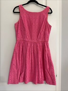 Lilly Pulitzer Hot Pink Lace Sleeveless Fit-and-Flare Dress